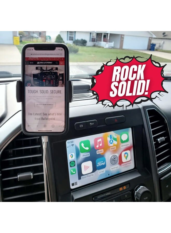 Bulletpoint Metal Dash Mount Phone Holder Compatible with 2015-2020 Ford F150 & 2017-2022 F250/F350 Super Duty - Dual 20mm Ball Dash F150 Phone Mount (13th Generation) - Image 3